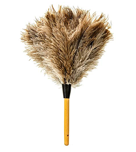 reusable natural premium quality genuine ostrich feather duster with wooden handle