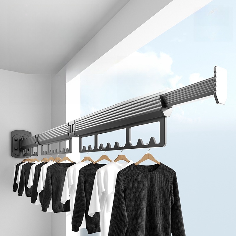 indoor balcony wall mounted retractable folding clothes drying rack portable foldable