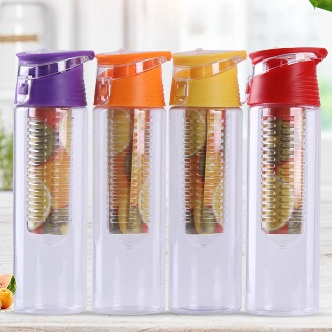 700ML/800ML BPA Free Plastic Fruit Infuser Water Bottle With Filter and handle lid