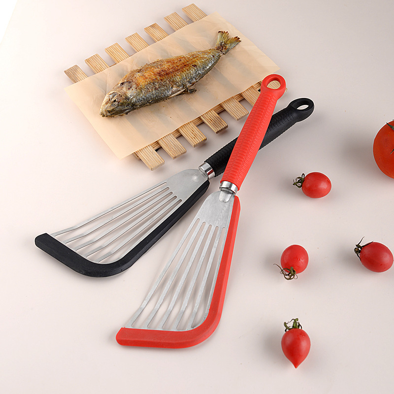 wholesale Custom Kitchen Utensils Fish Shovel Spatula Stainless Steel Cooking Fish Spatula With Silicone Handle