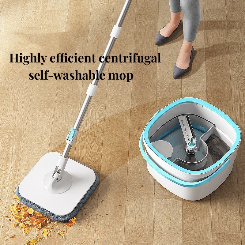 household New Mop and Bucket with Self Wringer Set 360 rotating magic Square microfiber floor cleaning mop