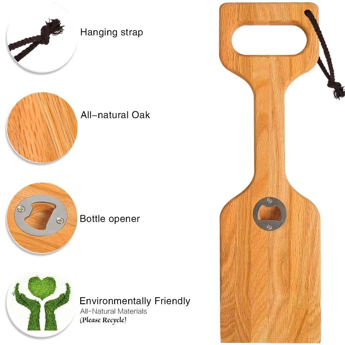 bamboo shovel kitchenware BBQ barbecue cooking spatula with handle wooden grill scraper with bottle opener