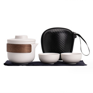 Hot Sale Portable Travel Tea Set Ceramic Gongfu Tea pot and Cups Set for Outdoor with Carry Bag