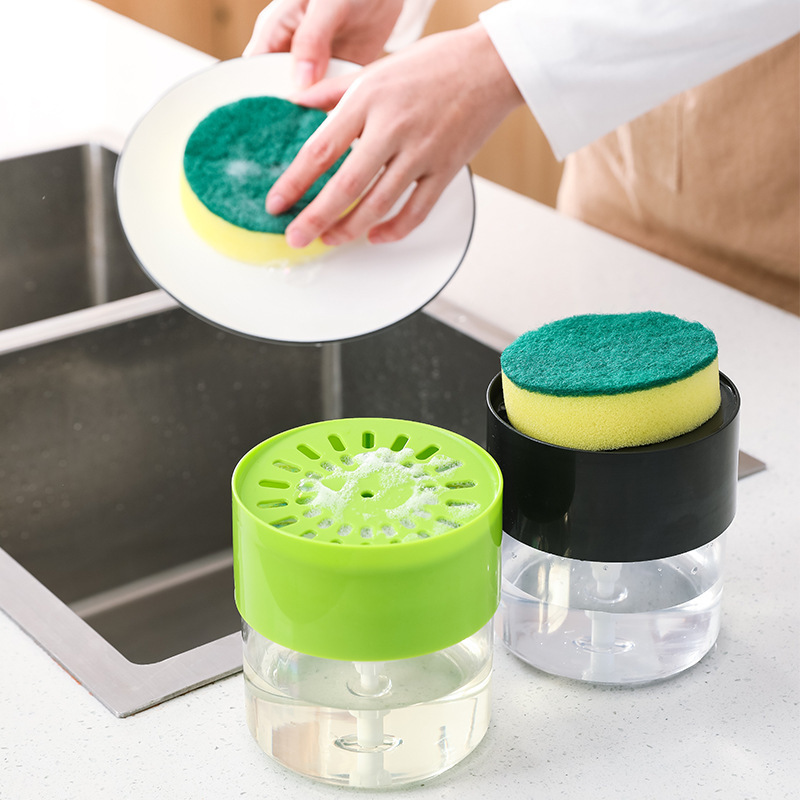 2024 New design Premium Quality 500ML plastic Dish Washing Soap Dispenser and Sponge Holder for Kitchen Sink