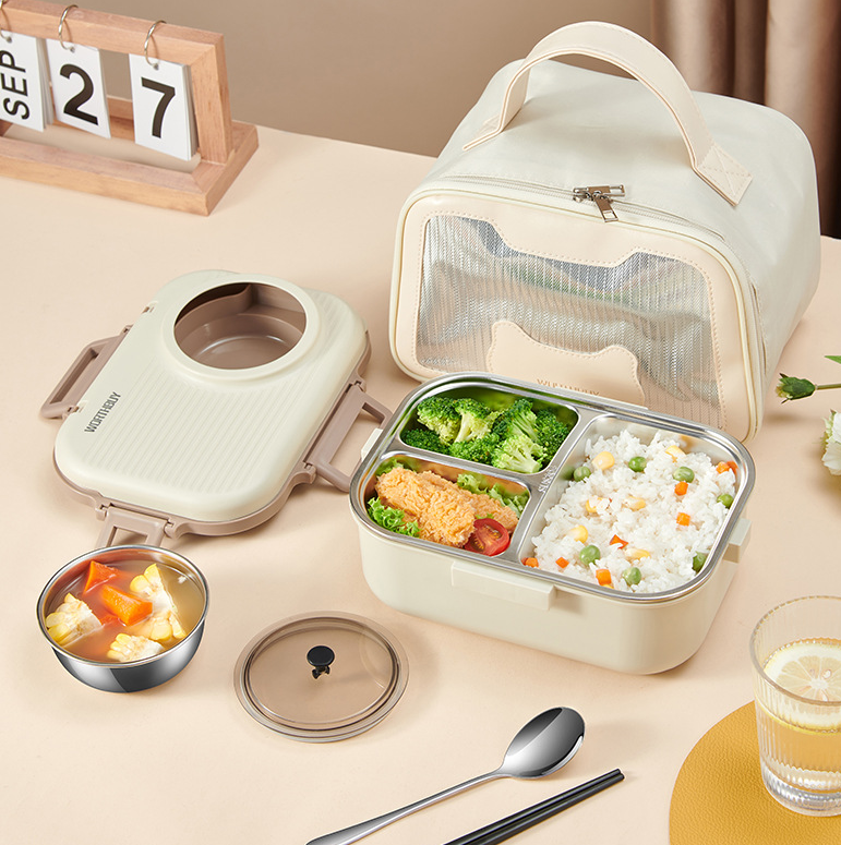 2023 304 Stainless steel electric warm portable lunch box 45w heating food warmer