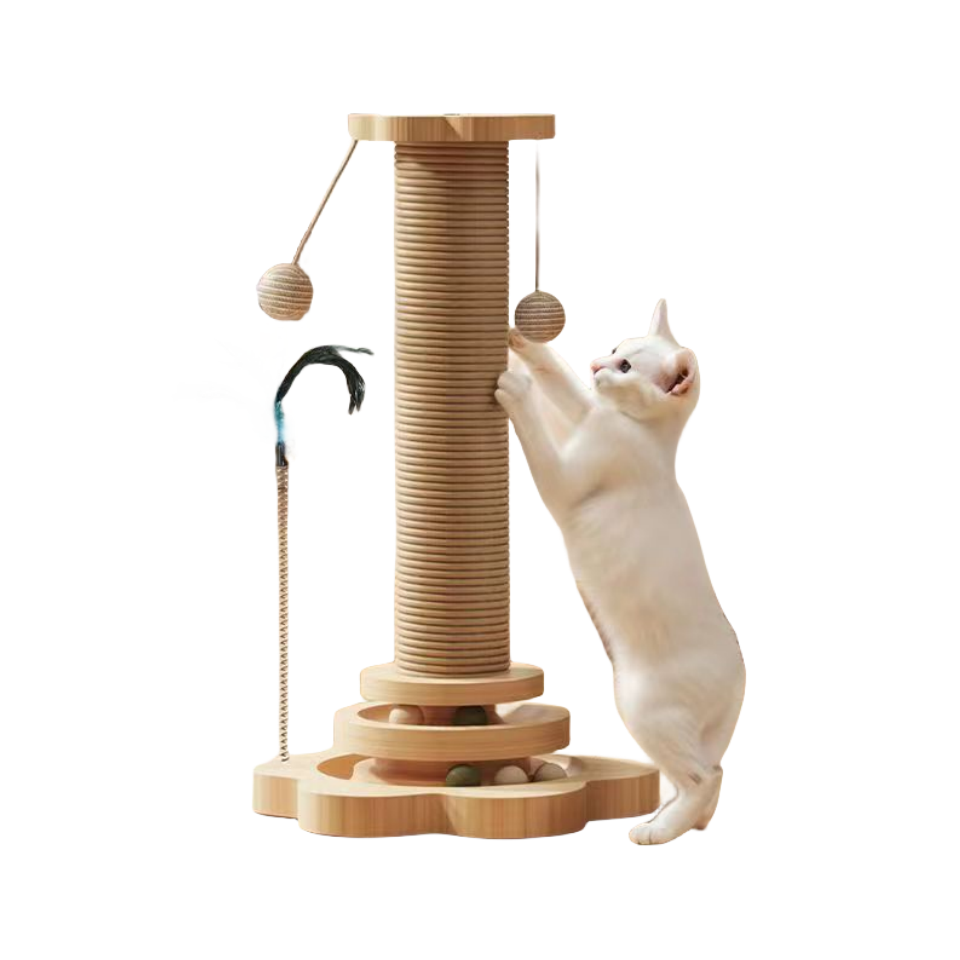 indoor natural real wood cat tree rope scrapers tower toy for cats made in china 2024