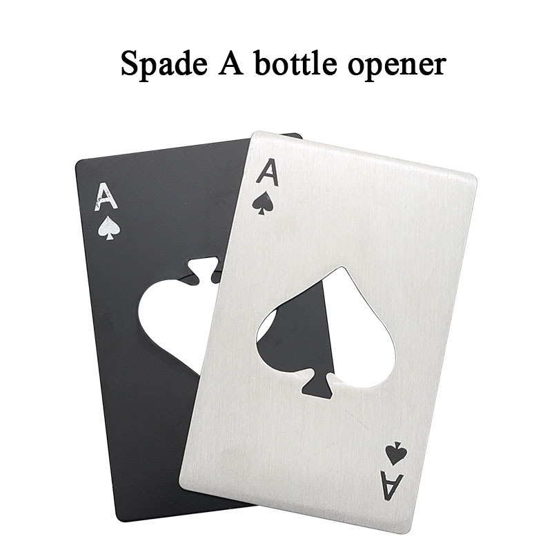 Portable Stainless Steel Ace Spades Flat Credit Poker Card Beer Bottle Opener