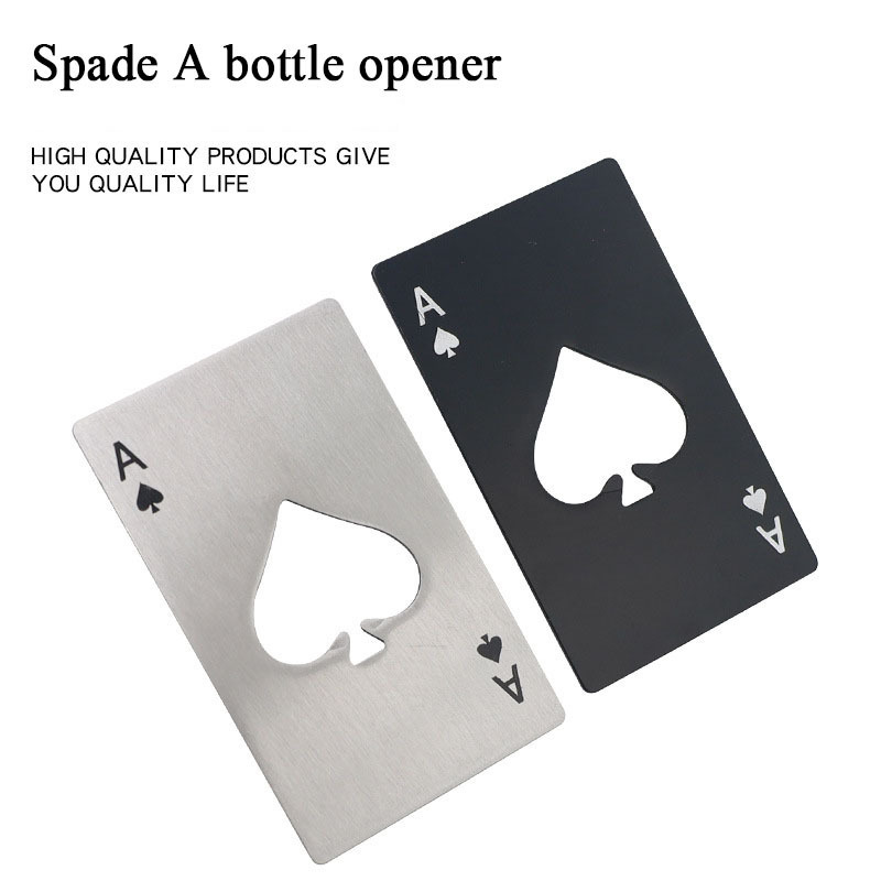 Portable Stainless Steel Ace Spades Flat Credit Poker Card Beer Bottle Opener