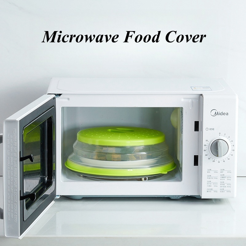 hot sale multifunctional 3 in 1 Microwave Splatter Cover Food Fruit Drainer basket dust proof Food Plate Cover with handle