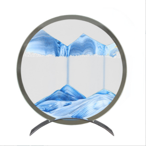 New Arrival Moving Sand Art Picture Round Glass 3D Hourglass In Motion Display