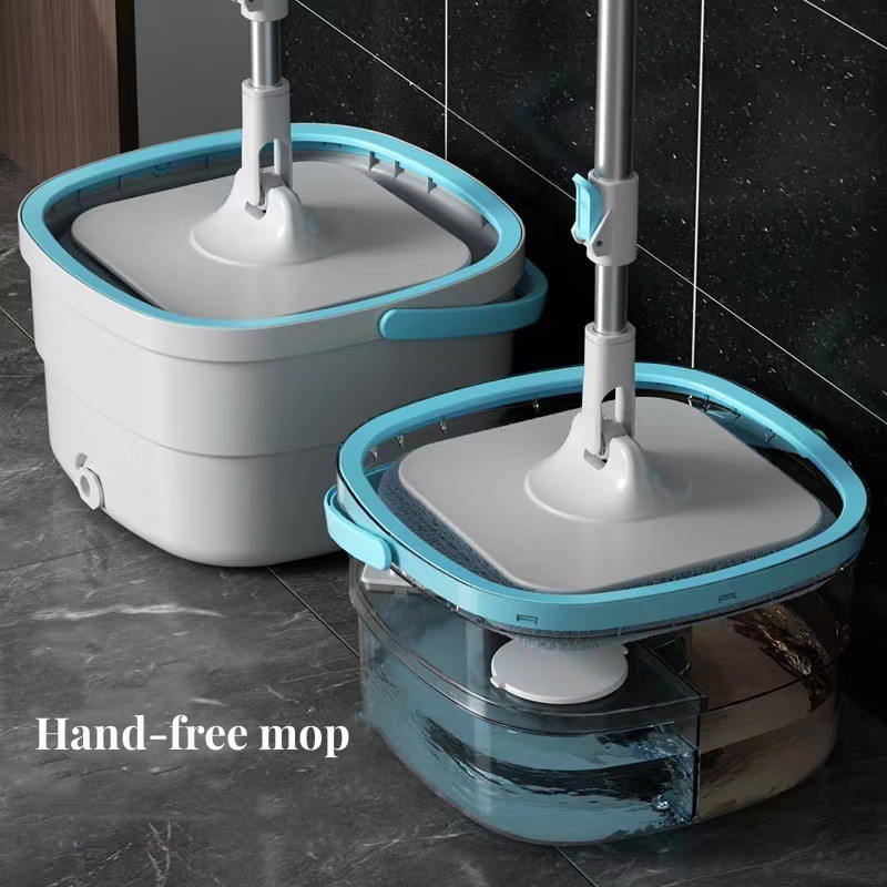 household New Mop and Bucket with Self Wringer Set 360 rotating magic Square microfiber floor cleaning mop