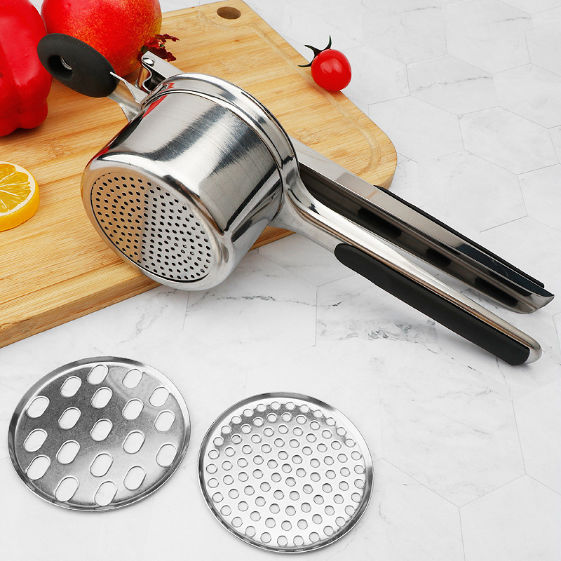 Non-slip 3 in 1 professional heavy duty stainless steel kitchen potato ricer and masher