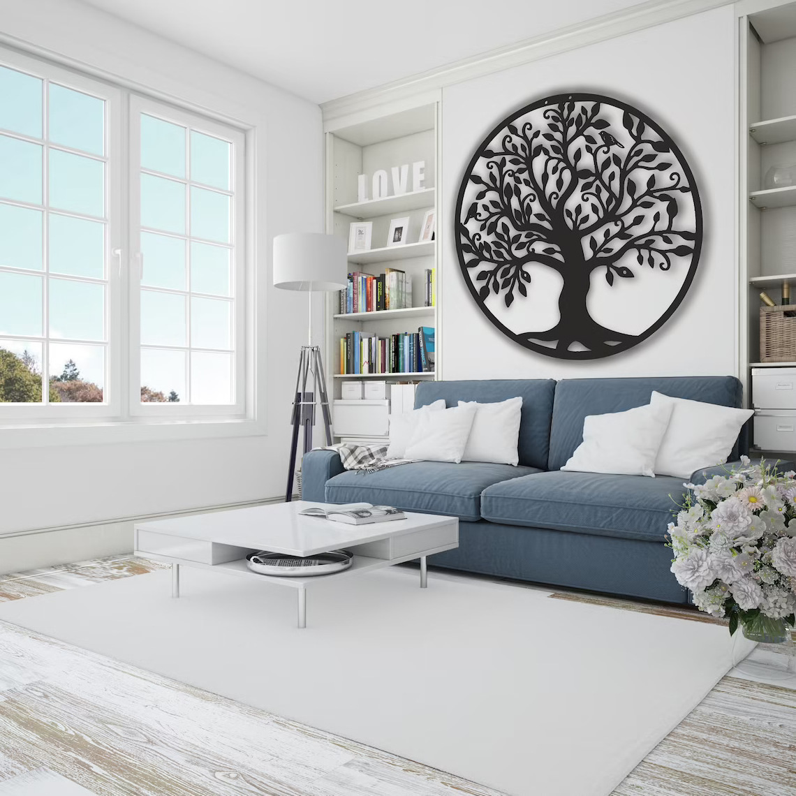 paintings and wall arts Hanging wall decor home office multiple sizes black metal tree of life laser cut wall art