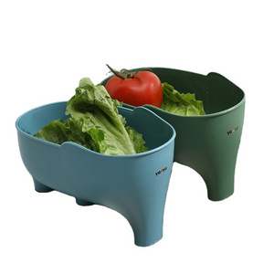 Fruit Drain Basket Plastic Cute Elephant Shaped Drain Bowl Sink Drain Strainer Basket