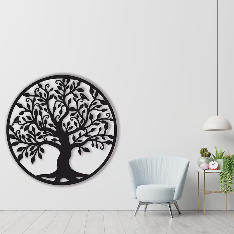 paintings and wall arts Hanging wall decor home office multiple sizes black metal tree of life laser cut wall art