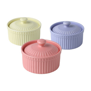 wholesale 4 small dessert bowls set ceramic baking swirl porcelain chip and dip dipping bowl ceramic with lids