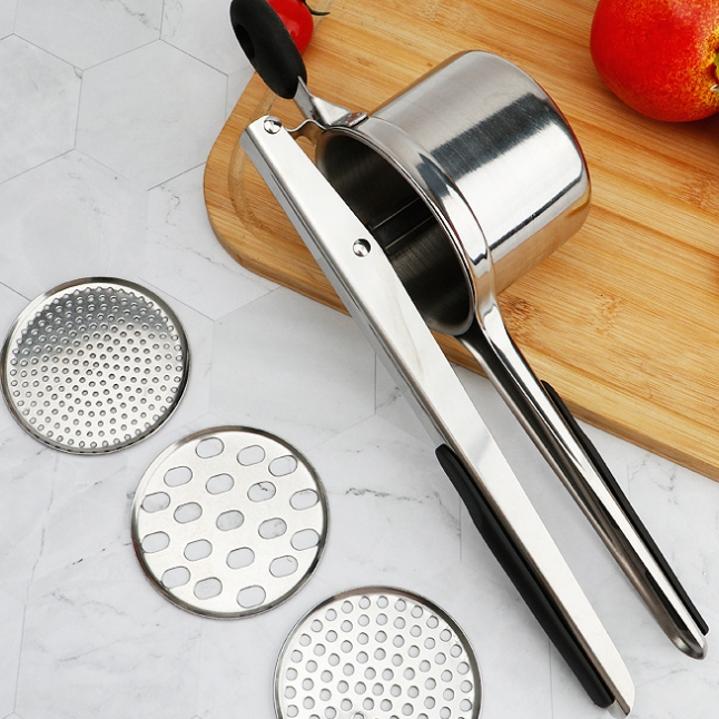 Non-slip 3 in 1 professional heavy duty stainless steel kitchen potato ricer and masher