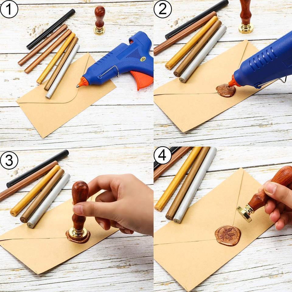 Wax seal stamp 80 colors retro metallic sliver gold red sealing wax glue gun wax seal sticks