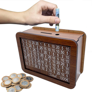 Wooden Money safe Box with Counter piggy bank