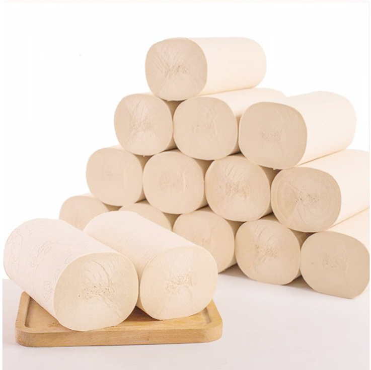 Natural bamboo color bamboo tissue/ Factory Wholesale Unbleaching Plain 100%Virgin Bamboo Pulp 3 ply toilet roll