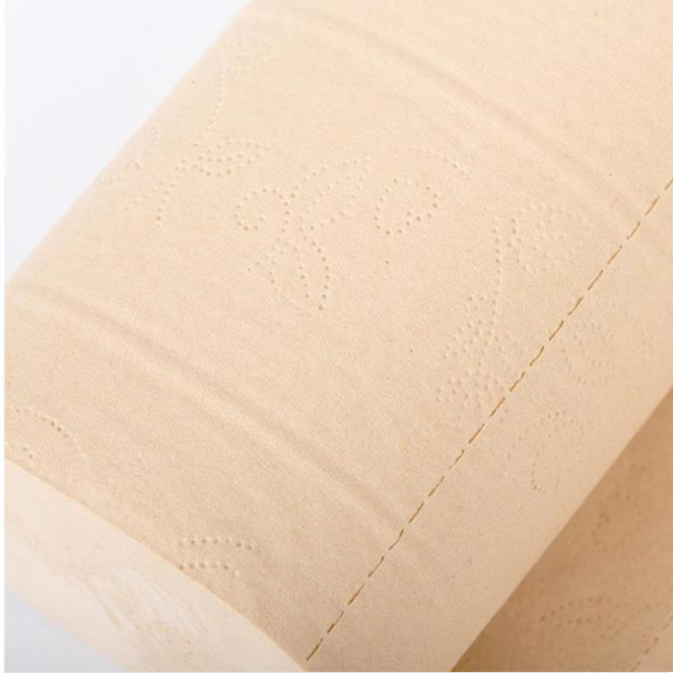 Natural bamboo color bamboo tissue/ Factory Wholesale Unbleaching Plain 100%Virgin Bamboo Pulp 3 ply toilet roll