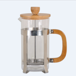 French pressure pot coffee pot tea maker stainless steel bamboo glass inner container bamboo cover filter pot French tea maker