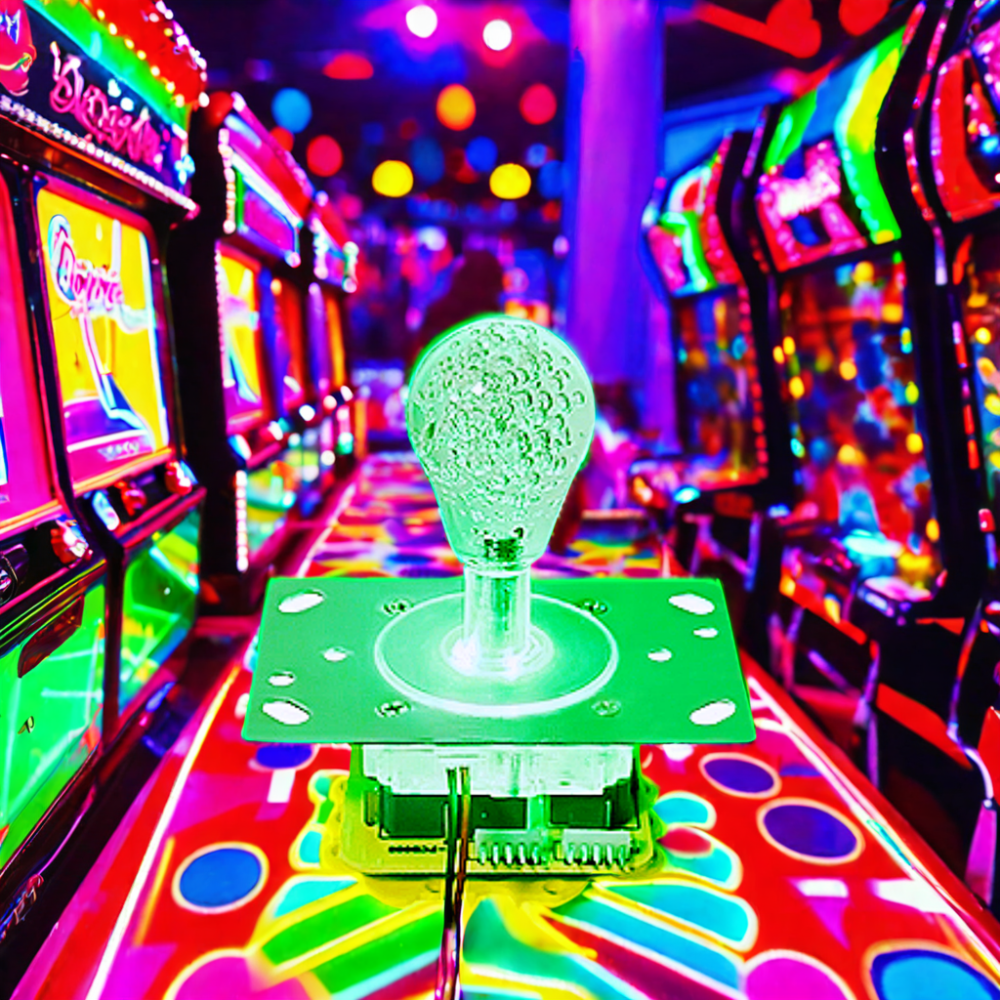 YDC Colorful Integrated Short Pole Semi-elliptical Crystal Balltop Rocker Doll Machine Arcade Games Machine Semi-oval Joystick