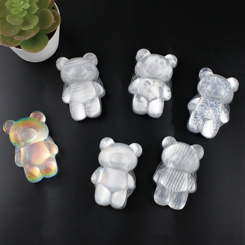 Portable Lazy Desktop Phone Holder Clear Crystal Bear Phone Stand Holder For All Mobile Phones