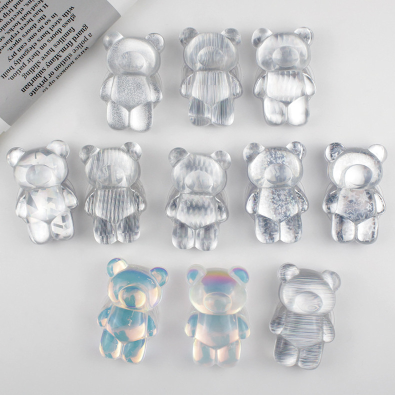 Portable Lazy Desktop Phone Holder Clear Crystal Bear Phone Stand Holder For All Mobile Phones