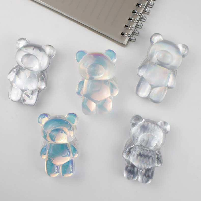 Portable Lazy Desktop Phone Holder Clear Crystal Bear Phone Stand Holder For All Mobile Phones