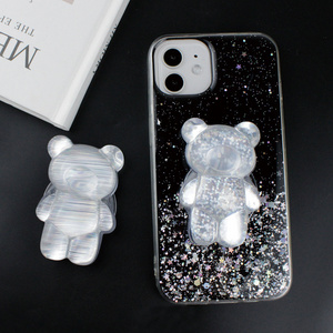 Portable Lazy Desktop Phone Holder Clear Crystal Bear Phone Stand Holder For All Mobile Phones