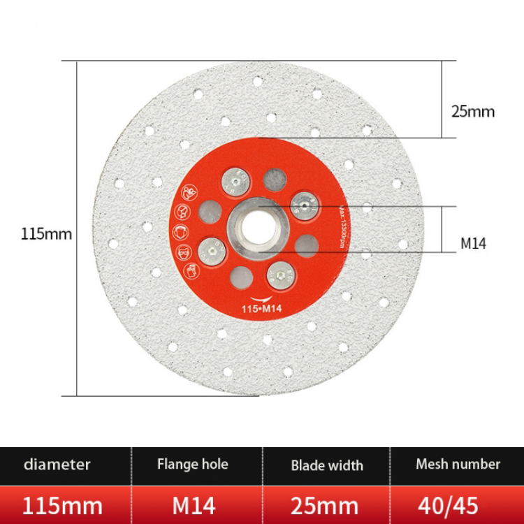 M14 Vacuum Brazed Double Sided Diamond Cutting And Grinding Disc Circular Marble Granite Tools Saw Blade