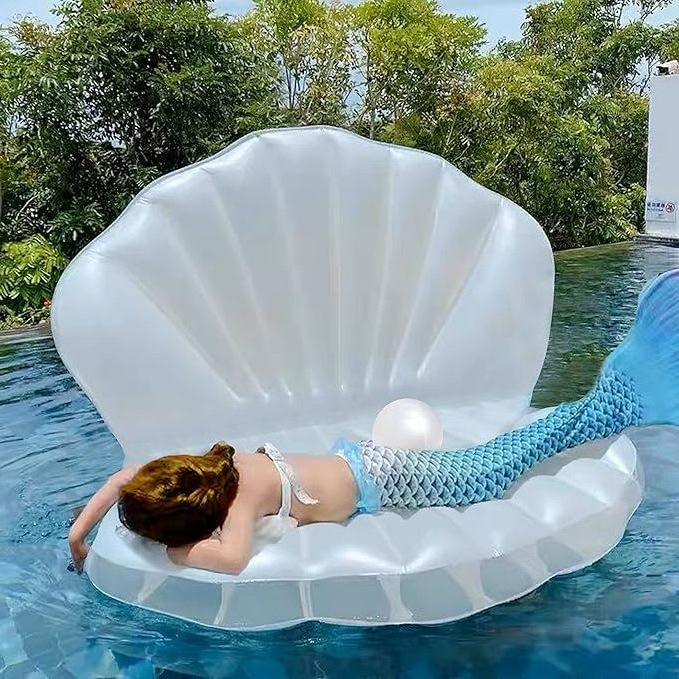 Inflatable Shell Swimming Pool Float Suitable for Children's Birthday Parties Summer Beach Parties Mermaid OceanTheme Parties