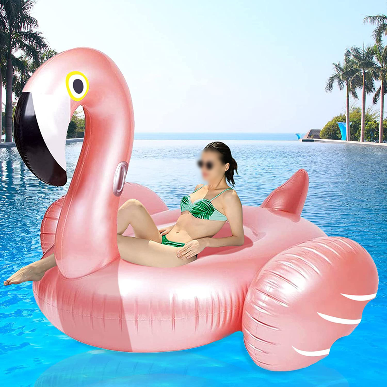 Giant Inflatable Flamingo Ride On Pool Float Swimming Floating Raft Lounge for Summer Party Decorations Toys for Kids Adults