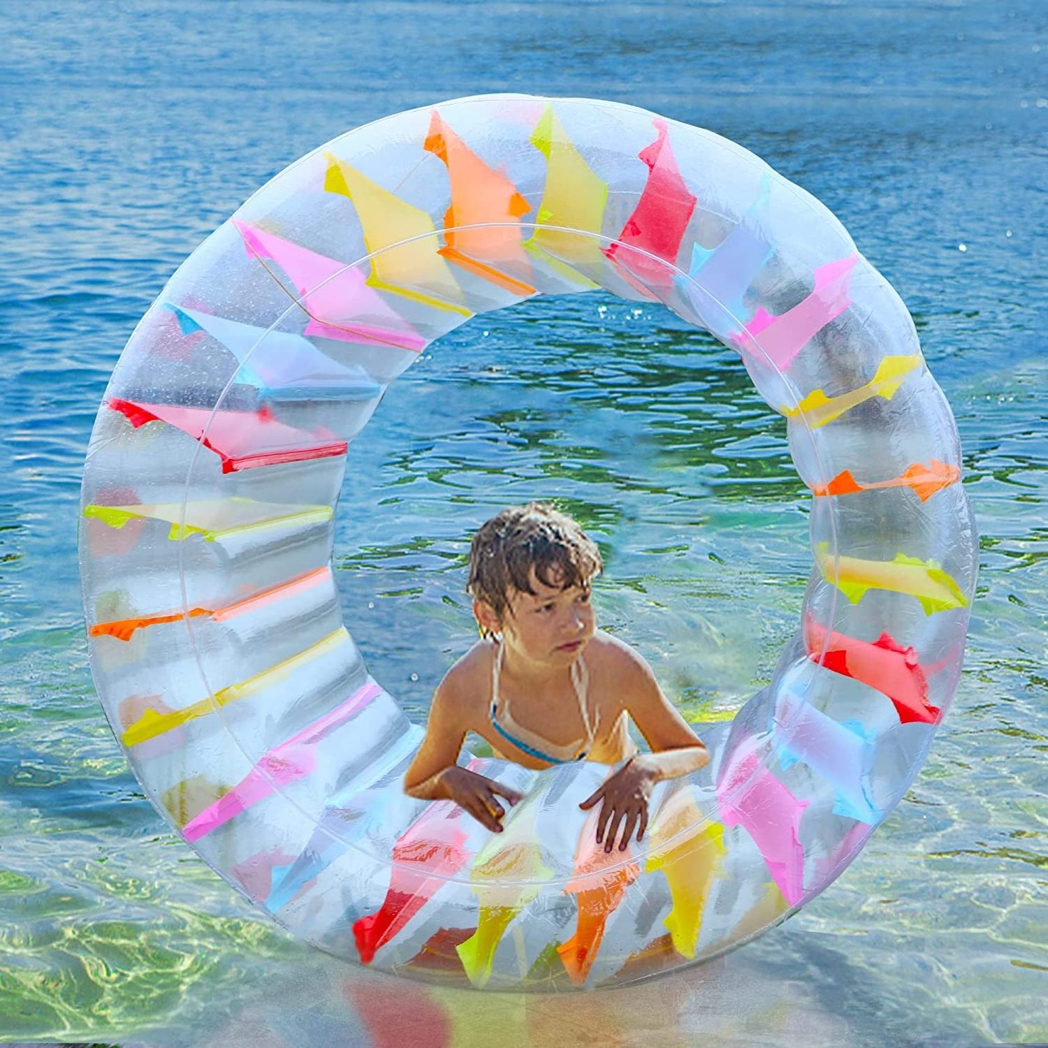 Water Wheel Pool Float Inflatable Roller Float for Kids Giant Colorful Pool Toy for Children Swimming Lakes Beaches Summer