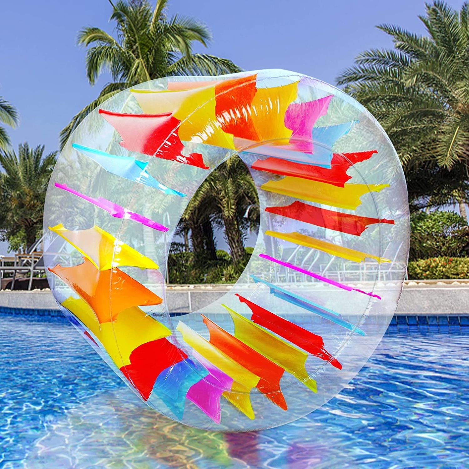 Water Wheel Pool Float Inflatable Roller Float for Kids Giant Colorful Pool Toy for Children Swimming Lakes Beaches Summer