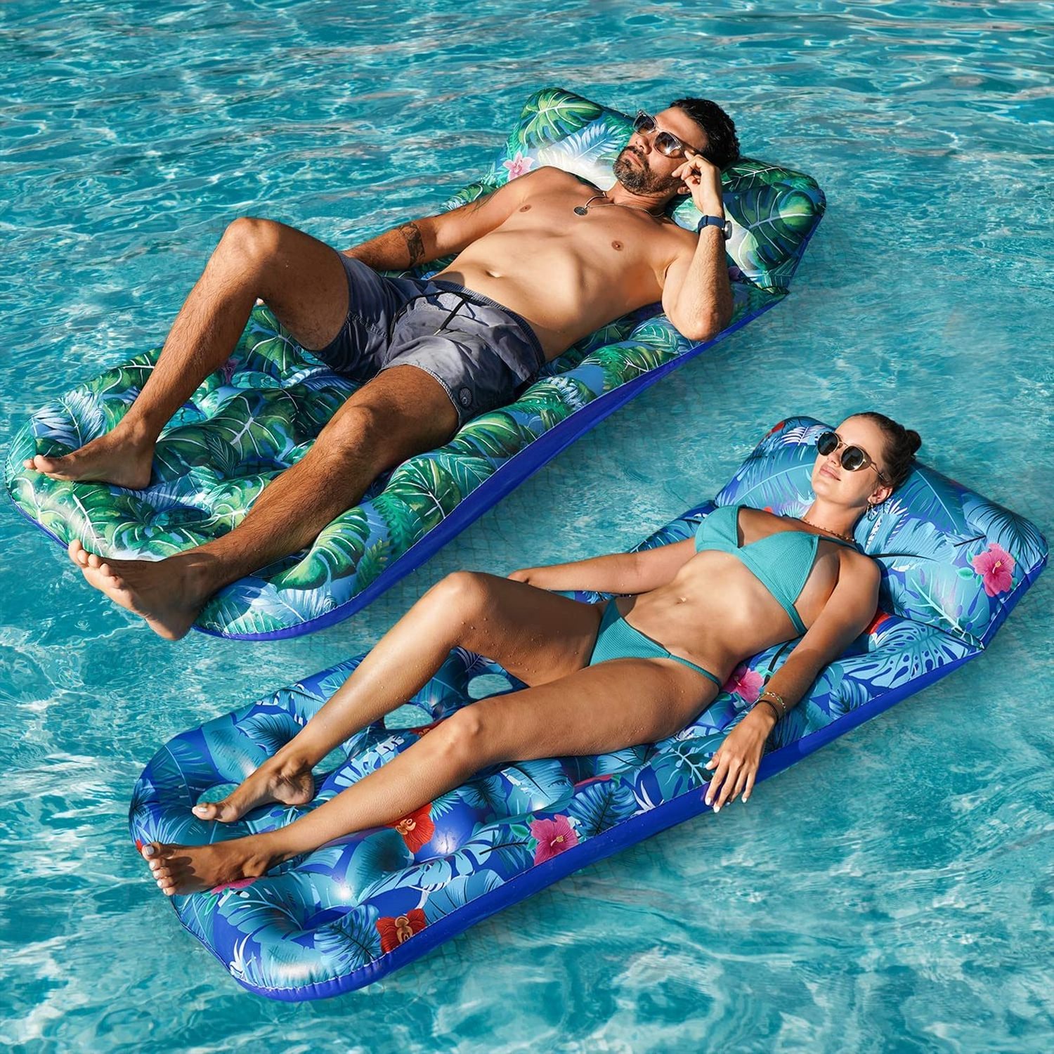 Hot sale Large Customized Oversized Inflatable Pool Floats Raft Water Lounger with Headrest for Adults Beach Pool Party