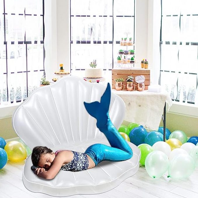 Inflatable Shell Swimming Pool Float Suitable for Children's Birthday Parties Summer Beach Parties Mermaid OceanTheme Parties