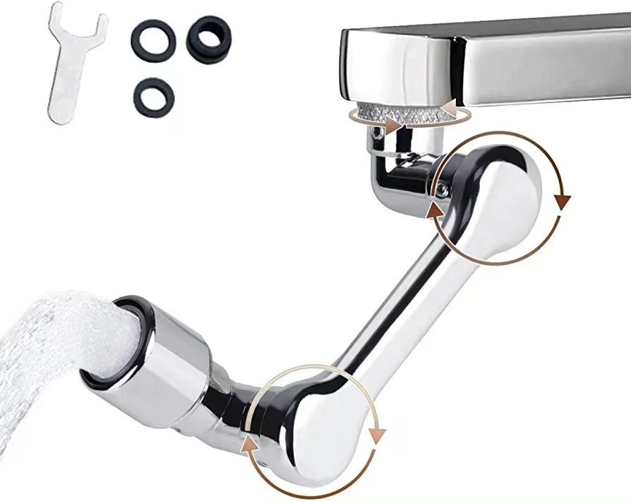 1080 Rotating Copper robot Arm double outlet mode Faucet Extender