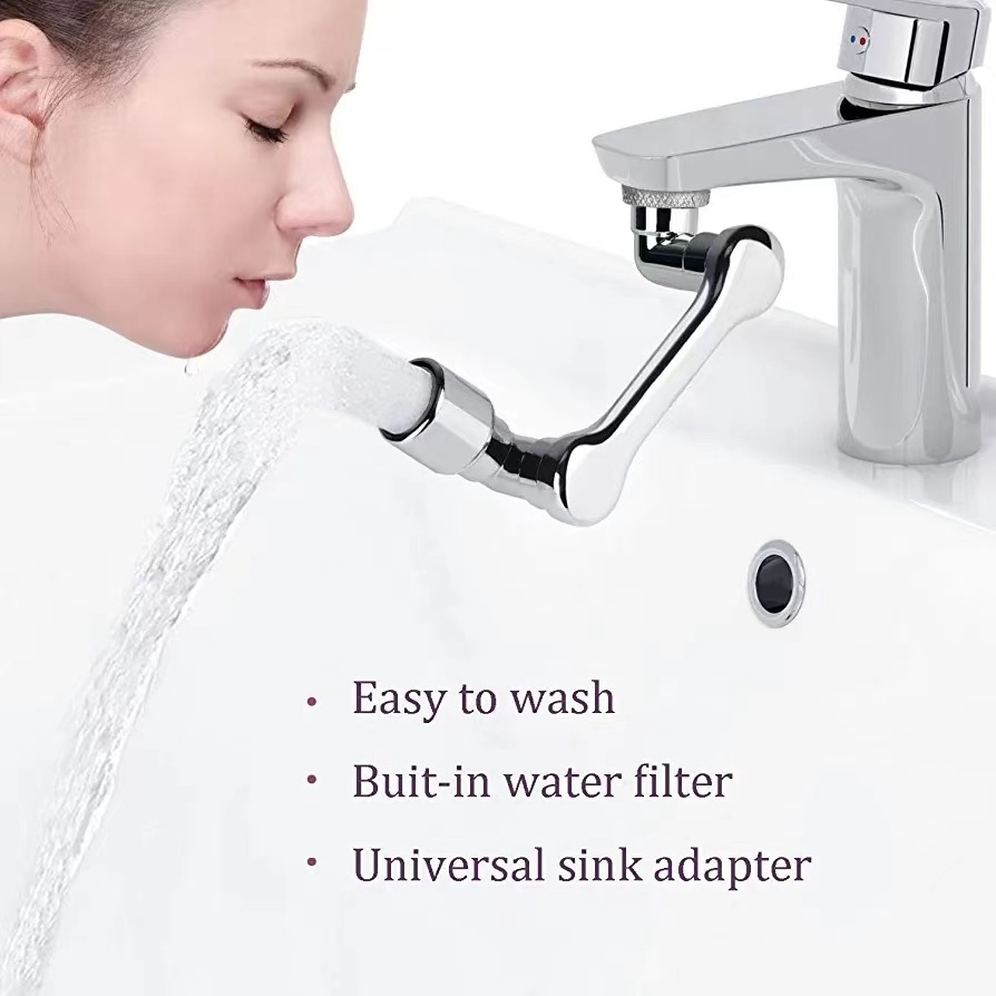 1080 Rotating Copper robot Arm double outlet mode Faucet Extender