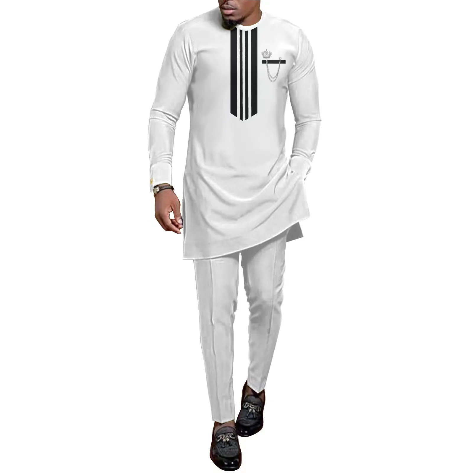 High Quality East African Clothing  Pant Shirt  African Men's Design Casual Suit Pants Set African Print Men's clothing