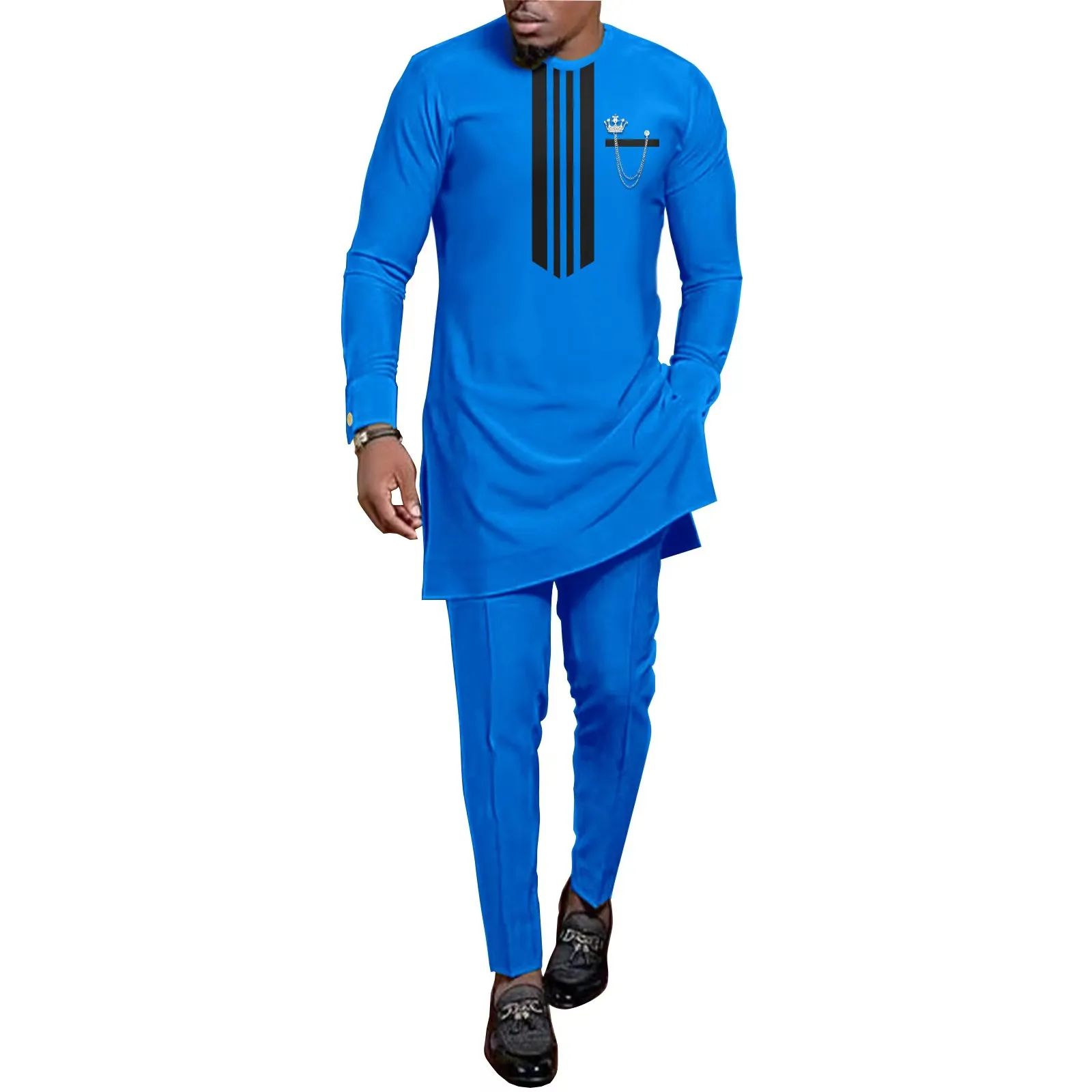 High Quality East African Clothing  Pant Shirt  African Men's Design Casual Suit Pants Set African Print Men's clothing