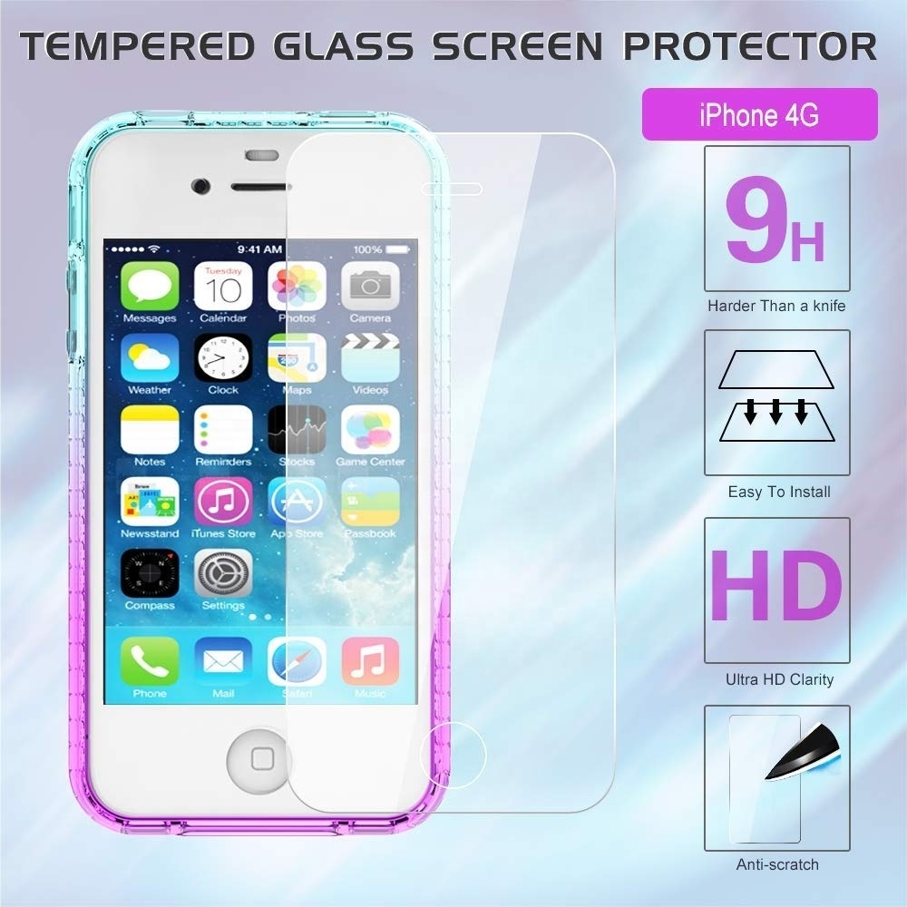 LeYi For iPhone 4S Case with Tempered Glass Screen Protector[2 pack] Fashion Soft Silicone Phone Cover