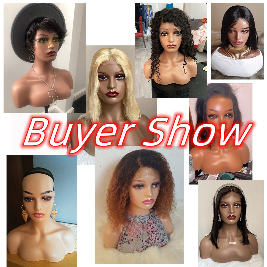 AliLeader Custom Logo African American Female Bust Half Body Realistic Mannequin Head with Shoulders for Wig Display