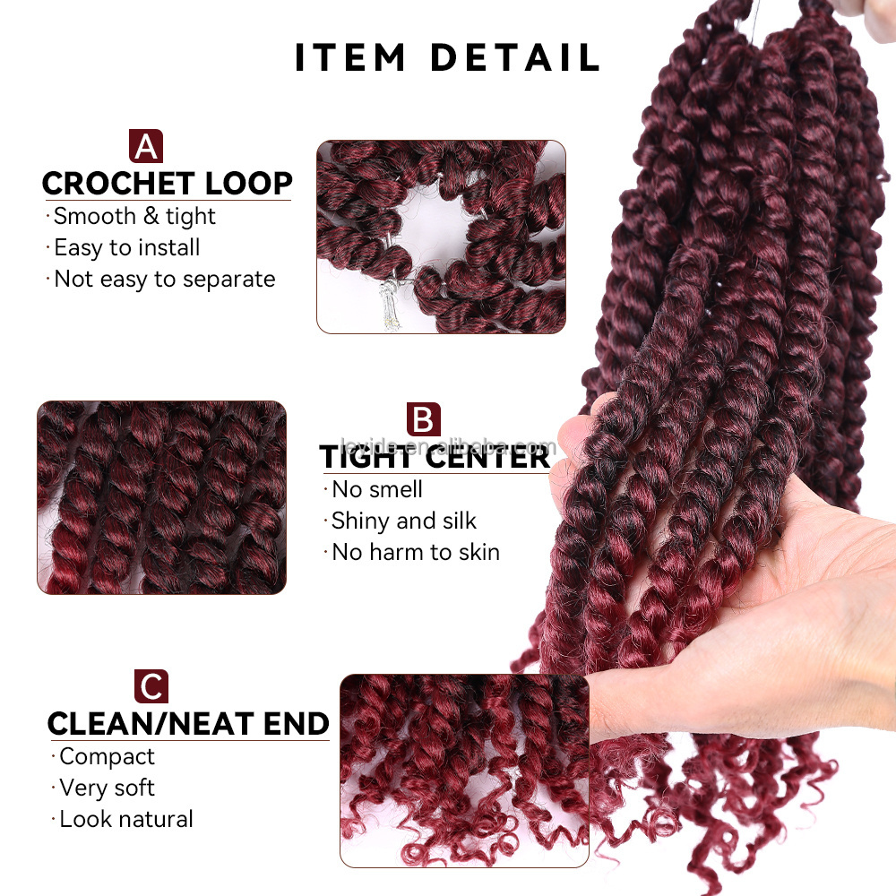 AliLeader 12 inch Ombre High Temperature Pre Twisted Spring Twist Hair Pre-looped Synthetic Crochet Braid Nubian Twist Hair