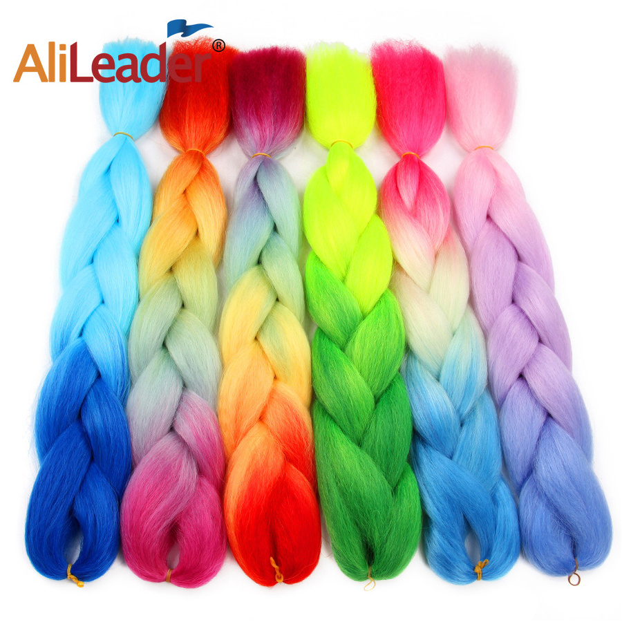 AliLeader Factory Wholesale 24 inch 100g Ombre Yaki Style Box Braids Synthetic Jumbo Braiding Hair