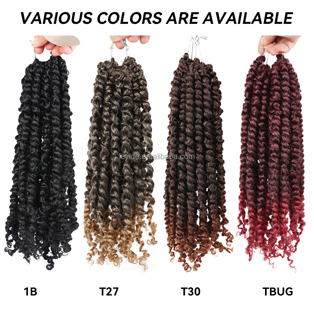 AliLeader 12inch Pre Twisted Spring Bomb Nubian Twist Hair Pre-looped Ombre Ghana Mini Spring Twist Synthetic Crochet Braid Hair