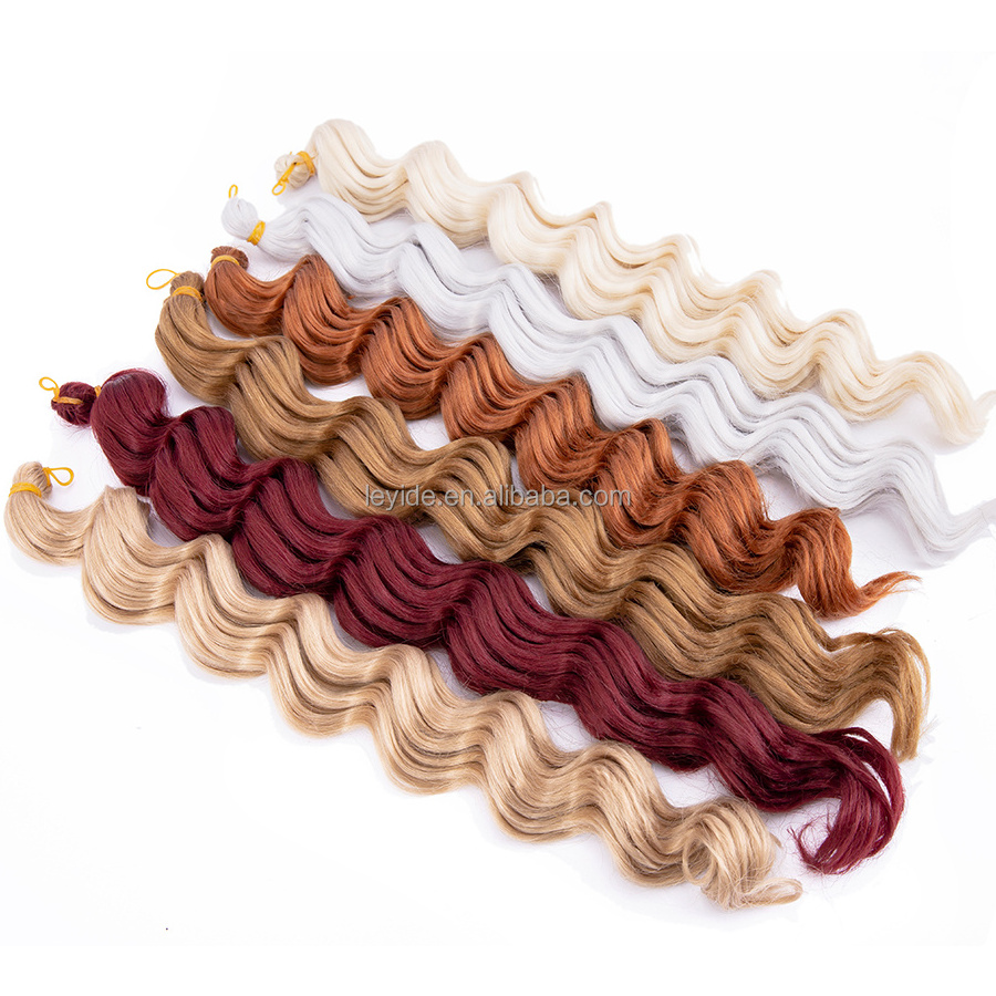 AliLeader Wholesale 18inch Synthetic Curly Wavy Ombre Braiding Hair Extensions Bulk Deep Wave Crochet Hair for Black Women