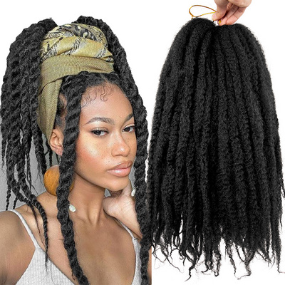 AliLeader 18" Marley Twist Braiding Hair Locs Crochet Braids Jamaican Afro Kinky Curly Cuban Twist Marley Braid Hair Extensions