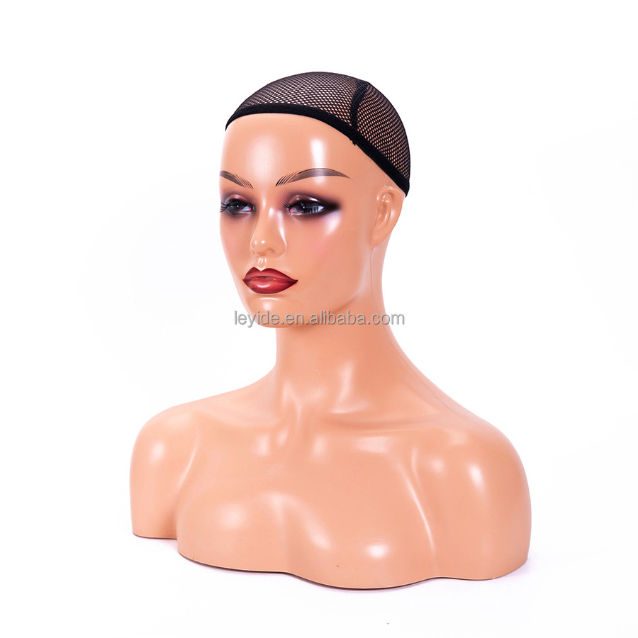 Wholesale Cheap Fashion PVC Bust Female Wig Display Realistic Mannequin Head with Shoulders